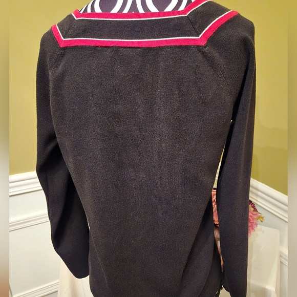 Emma & James Black Red Square Neck  Sweater - Picture 3 of 6